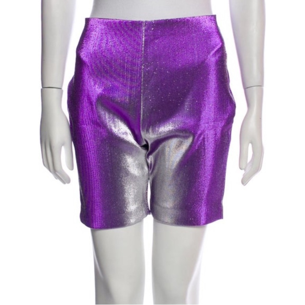 AREA High Waist Purple and Silver Shorts